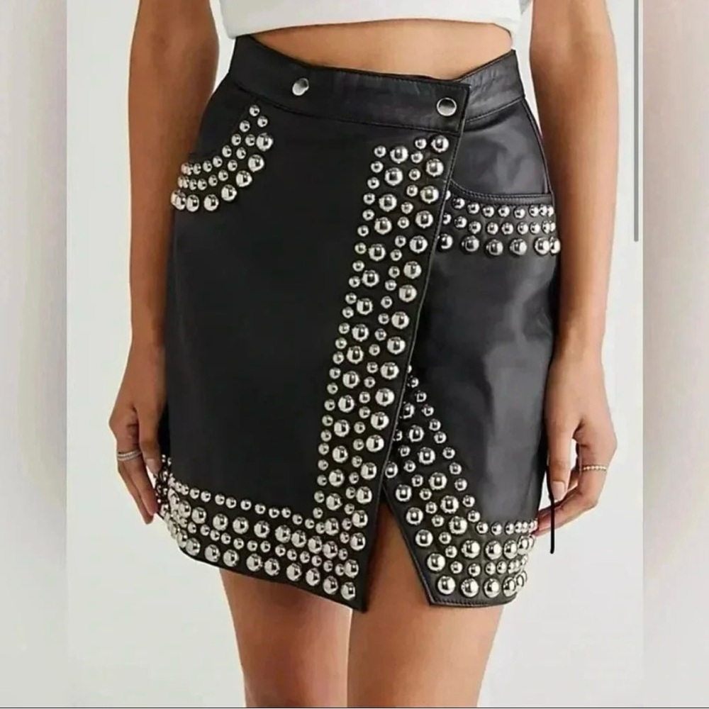 Free People x Understated Leather Wrap Mini Skirt